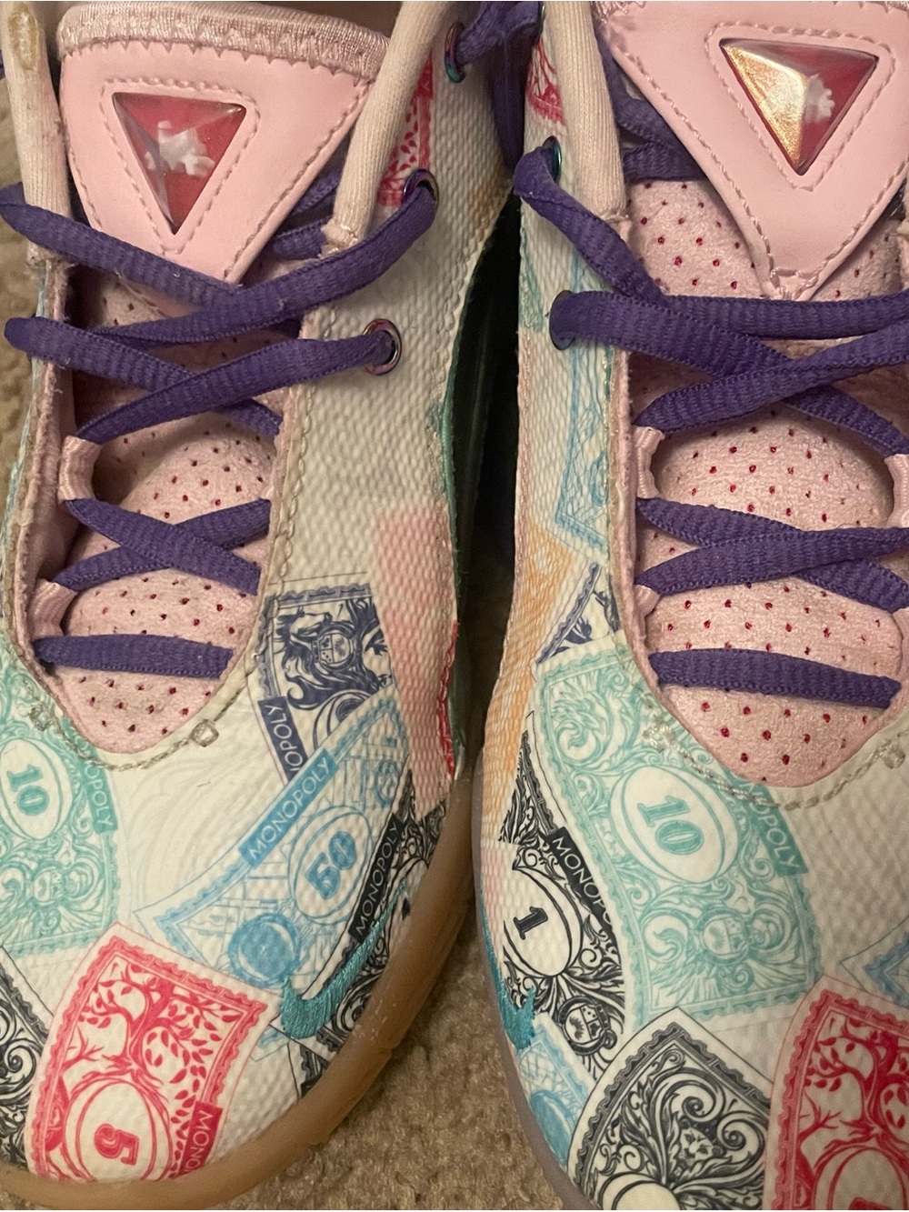 Kids Monopoly Print Sneakers — Pink & Purple Accent